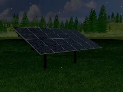 Agri-Photovoltaic-System 120 degrees 8m Low-poly 3D model