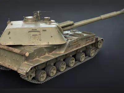 2S3 Akatsiya Self-Propelled Howitzer Game Ready Low-poly 3D model