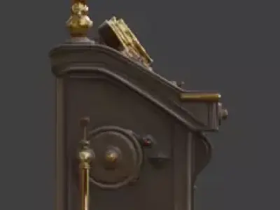 Stylized 3D Steampunk Control Console Low-poly 3D model