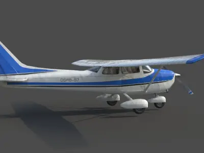 Cessna Airplane with interior Low-poly 3D model