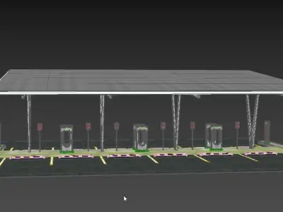 Electric Vehicle Charging Point with EV Station 01 3D model
