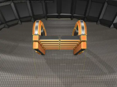 Sci-Fi Stairs - 11 - Orange Version Low-poly 3D model