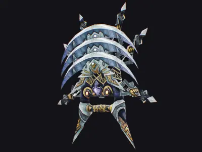 Cross Shuriken War Fan Cutting Asian Edged Weapon Low-poly 3D model