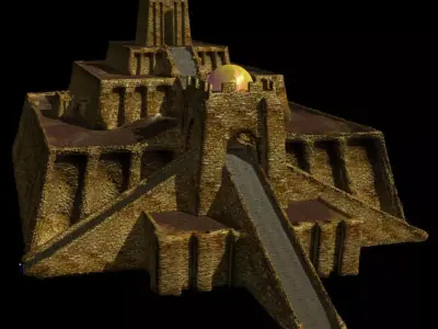 Ziggurat golden pyramid 3D model