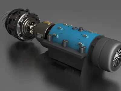 turbofan engine Falcon supersonic sectioned  3D model