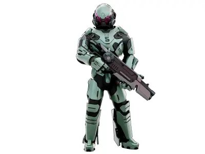 CYBORG SOLDIER RX-25 Rigged for Unreal Engine - Unity - MIXAMO  3D model