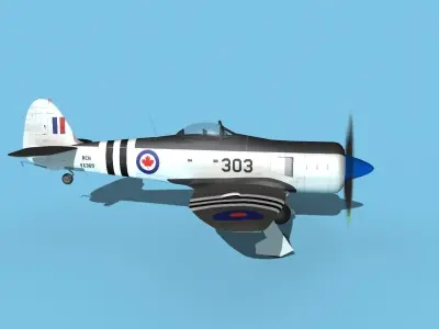 Hawker Sea Fury V14 RCAF 3D model