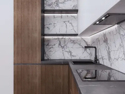 Kitchen modern 3D model 2