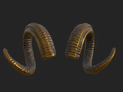 Golden Ram Horn CGI model 3D model