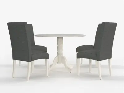 Dining Set Linen White Free 3D model