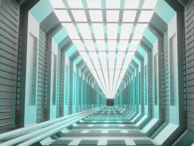 Sci-fi Hallway Design in Eevee 3D model