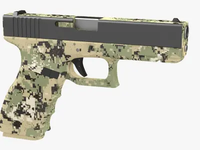 Glock 17 Camouflage Green Low-poly 3D model