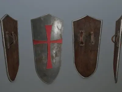 shield set 3 greek warrior Low-poly 3D model