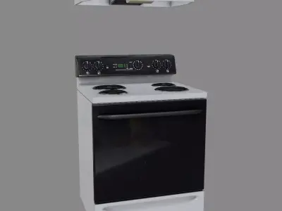 Stove with Hood Free low-poly 3D model