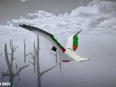 Cartoon birds - big animation pack Low-poly 3D model