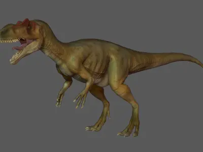 Allosaurus Low Poly 3D Model two t-rex dinosaurs Low-poly 3D model