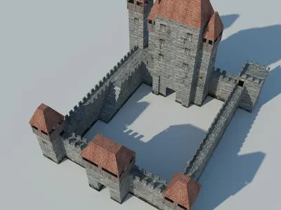 Low Poly Castle medieval - medieval Low-poly 3D model