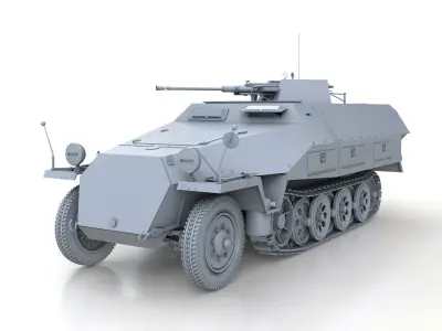 SDKFZ 251 Ausf D - Anti-Aircraft Vehicle 3D model
