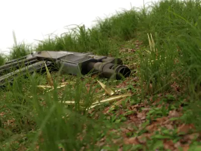 Gun model with gold spikes Low-poly 3D model