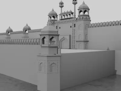 Delhi Red Fort 3D Model Historic Architecture Low-poly 3D model