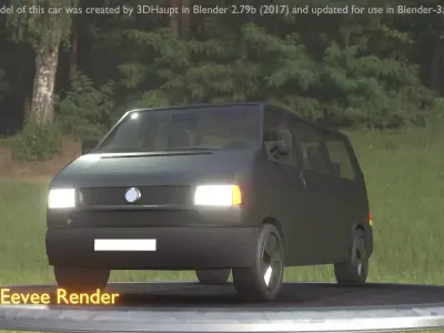 City Car 5 Commercial Minibus Type-C Black Low-poly 3D model