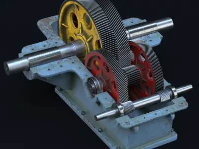 Reducer industrial gearbox Low-poly 3D model