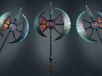 Stylized Water Axe Game Ready Low-poly 3D model