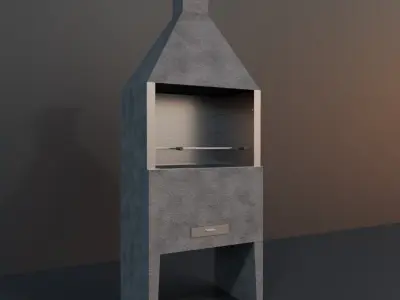precast concrete and aluminum barbecue 3D model