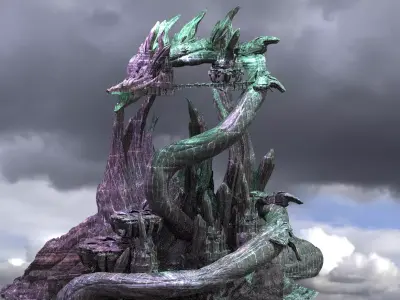 Heman Crystal Snake mountain City Towers 3D model