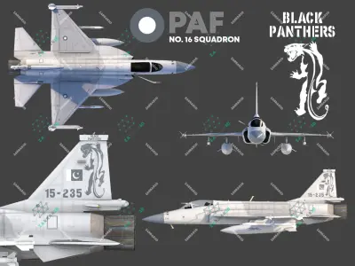 JF-17 Thunder Pakistan 2x Color Schemes Rigged Low-poly 3D model