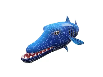 Giant Barracuda Animated Fish Low-poly 3D model