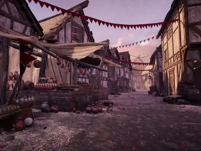 Medieval Village Environment-Camelot Low-poly 3D model