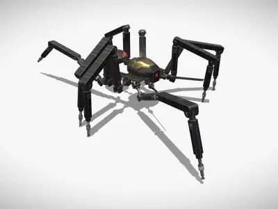 Spider bot v2 rigged and animated Low-poly 3D model