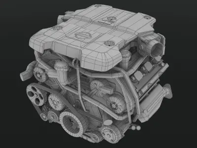 Nissan 370z VQ37VHR engine Low-poly 3D model