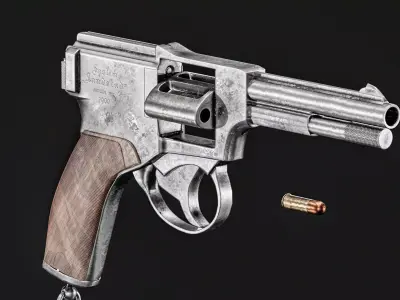 Landstad 1900 Revolver Low-poly 3D model