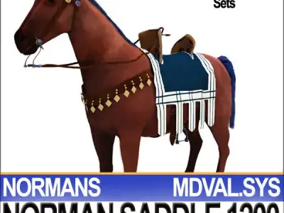 Saddle Medieval Norman Bridle Harness 1200 3D model