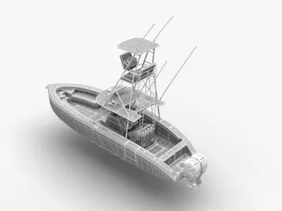 Sport fishing boat Light Grey 3D model
