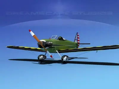 Flybaby old airplane flying in sky 3D model