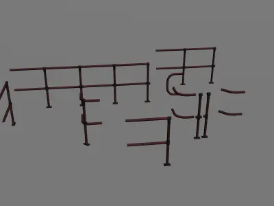 Modular Handrails Free low-poly 3D model