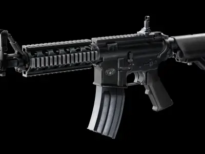 Mid Poly M4 Assault Rifle Low-poly 3D model