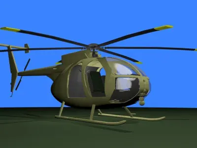 MH-6 military helicopter Low-poly 3D model