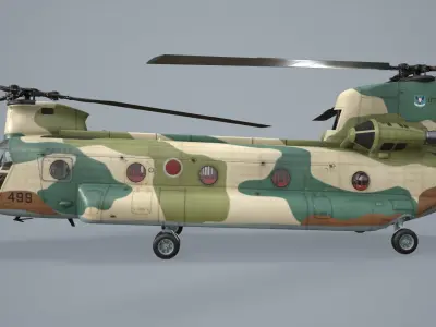 CH-47J Chinook JASDF Complex Animation Low-poly 3D model
