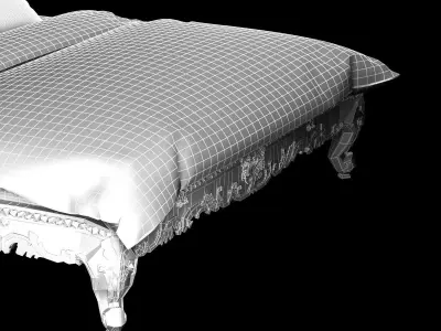 Venetian king gold decorated bed 3D model