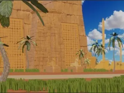 An ancient Egyptian temple Low-poly 3D model