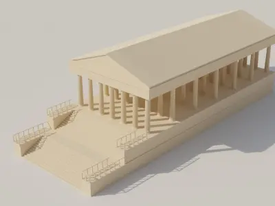 Temple 3D model completed textures and materials 3D model