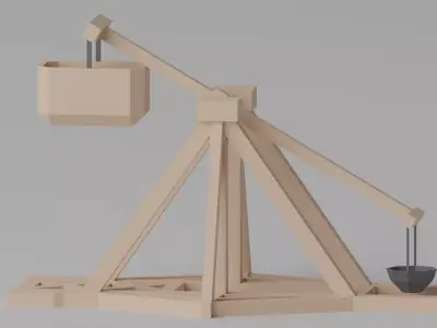 Medieval Wooden Trebuchet 3D model