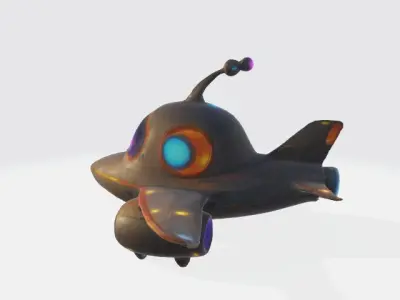 Cartoon lowpoly spaceship Low-poly 3D model