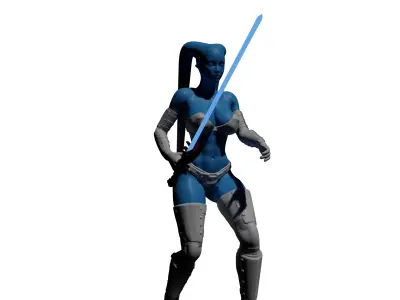 Alien Warrior Woman 3D Printable Sci-Fi Miniature 3D print model