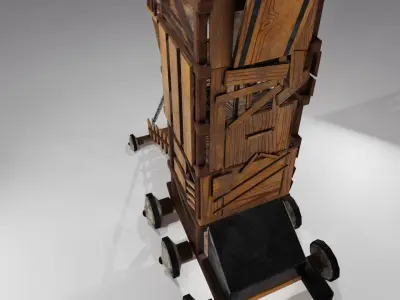 Low Poly Siege Tower with 4K Textures Low-poly 3D model