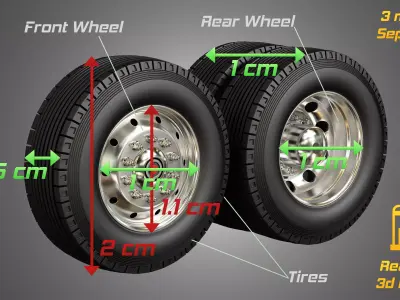 Fire Truck - Tires and Rims - Specified for 3d Printing Orders 3D model
